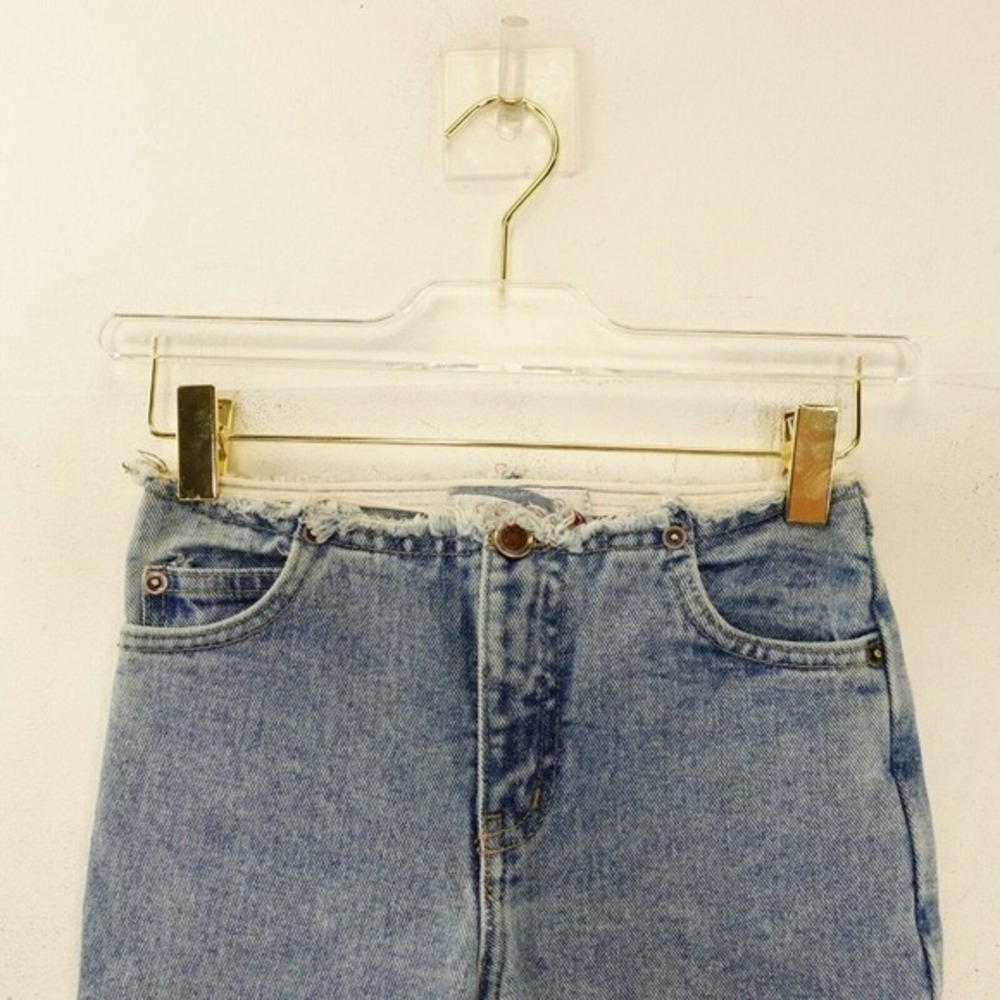 90s Y2K Festival Girls Jeans 8 Blue Distressed Denim Straight Raw Edge RAVE GIRL - Picture 3 of 11